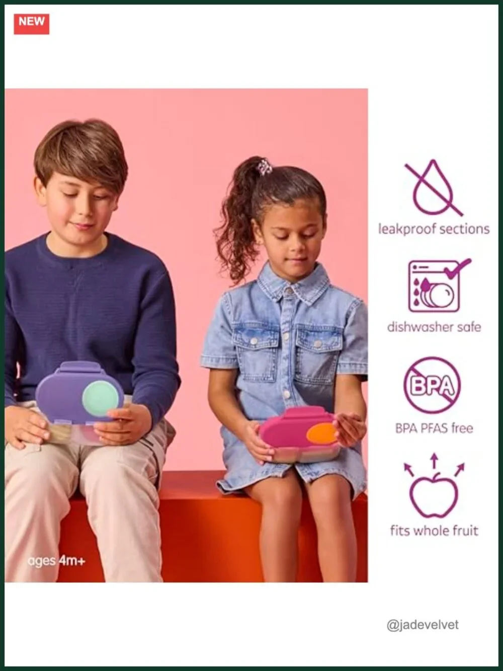 Leak Proof Mini Bento Snack Box 2-Pack for Kids, BPA-Free, Dishwasher Safe, 2